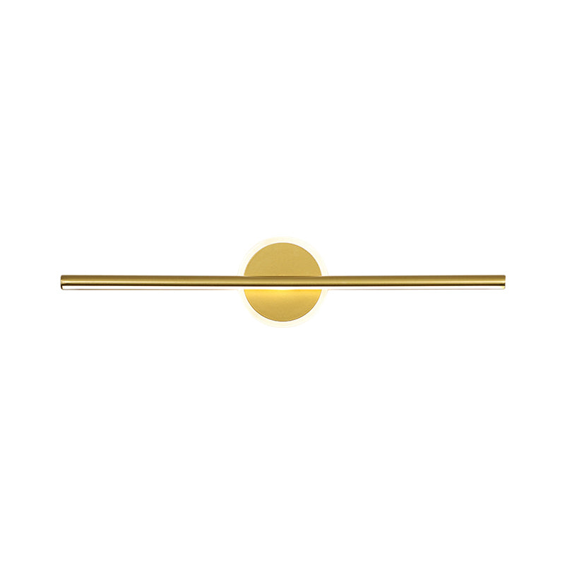 Metal Linear and Round Vanity Wall Light Minimalism LED Wall Sconce Lighting in Gold, 16"/23.5"/31.5" Wide Clearhalo 'Cast Iron' 'Glass' 'Industrial' 'Modern wall lights' 'Modern' 'Tiffany' 'Traditional wall lights' 'Vanity Lights' 'Wall Lights' Lighting' 1771250
