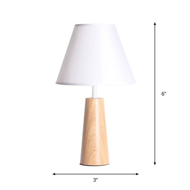 1 Light Bedroom Night Lamp Modern Style Wood Table Light with Conical Fabric Shade Clearhalo 'Lamps' 'Table Lamps' Lighting' 1771395