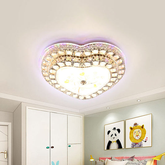 LED Bedroom Ceiling Lamp Modern Gold Flush Light with Loving Heart Clear Crystal Shade Clearhalo 'Ceiling Lights' 'Close To Ceiling Lights' 'Close to ceiling' 'Flush mount' Lighting' 1771401