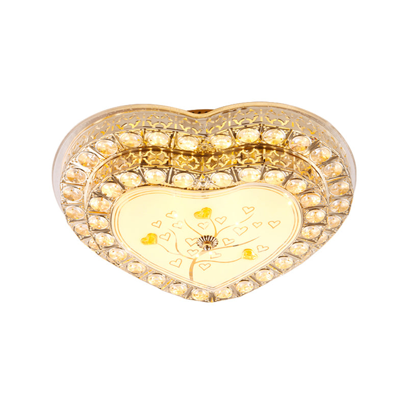 LED Bedroom Ceiling Lamp Modern Gold Flush Light with Loving Heart Clear Crystal Shade Clearhalo 'Ceiling Lights' 'Close To Ceiling Lights' 'Close to ceiling' 'Flush mount' Lighting' 1771402