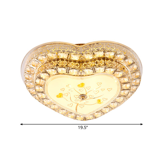 LED Bedroom Ceiling Lamp Modern Gold Flush Light with Loving Heart Clear Crystal Shade Clearhalo 'Ceiling Lights' 'Close To Ceiling Lights' 'Close to ceiling' 'Flush mount' Lighting' 1771403