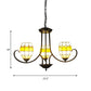 3 Lights Oval Pendant Light Stained Glass Tiffany Chandelier Lighting in Yellow for Bedroom Clearhalo 'Ceiling Lights' 'Chandeliers' 'Industrial' 'Middle Century Chandeliers' 'Tiffany Chandeliers' 'Tiffany close to ceiling' 'Tiffany' Lighting' 177146