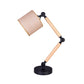 Simple Cylinder Desk Light Fabric 1 Light Bedroom Table Lamp in Black with Wood Adjustable Arm Clearhalo 'Lamps' 'Table Lamps' Lighting' 1771477