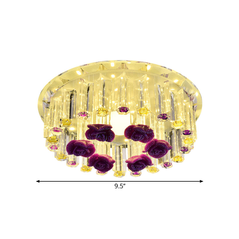 7"/9.5" W Minimalist Round Flush Mount Clear Crystal LED Corridor Flush Ceiling Light Fixture in Chrome, Warm/White/Multi Color Light Clearhalo 'Ceiling Lights' 'Close To Ceiling Lights' 'Close to ceiling' 'Flush mount' Lighting' 1771487