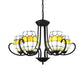 Oval Chandelier Lamp with Adjustable Chain 6/8 Lights Stained Glass Pendant Light in Yellow for Restaurant Clearhalo 'Ceiling Lights' 'Chandeliers' 'Industrial' 'Middle Century Chandeliers' 'Tiffany Chandeliers' 'Tiffany close to ceiling' 'Tiffany' Lighting' 177149
