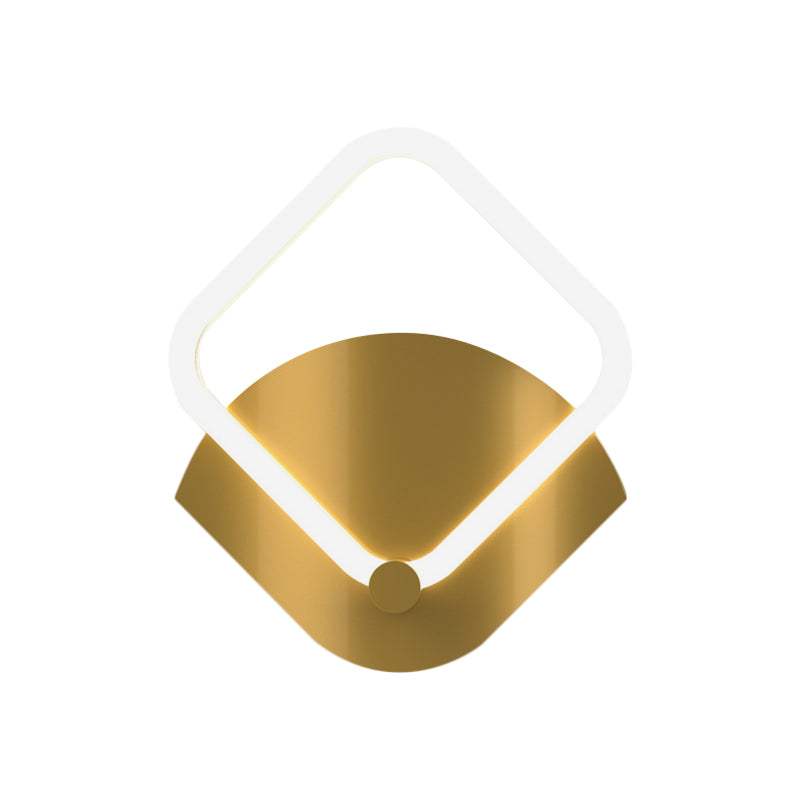 Gold LED Rhombus Flush Wall Sconce Modernism Acrylic Wall Lighting Ideas in Warm/White Light Clearhalo 'Cast Iron' 'Glass' 'Industrial' 'Modern wall lights' 'Modern' 'Tiffany' 'Traditional wall lights' 'Wall Lamps & Sconces' 'Wall Lights' Lighting' 1771507