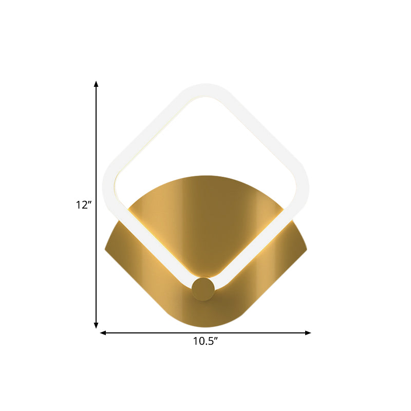 Gold LED Rhombus Flush Wall Sconce Modernism Acrylic Wall Lighting Ideas in Warm/White Light Clearhalo 'Cast Iron' 'Glass' 'Industrial' 'Modern wall lights' 'Modern' 'Tiffany' 'Traditional wall lights' 'Wall Lamps & Sconces' 'Wall Lights' Lighting' 1771508