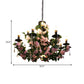 10-Bulb Ceiling Chandelier Antiqued Candelabra Metal Drop Pendant with Pink/Purple and Red Fake Flower Deco Clearhalo 'Ceiling Lights' 'Chandeliers' Lighting' options 1771528