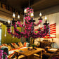 10-Bulb Ceiling Chandelier Antiqued Candelabra Metal Drop Pendant with Pink/Purple and Red Fake Flower Deco Clearhalo 'Ceiling Lights' 'Chandeliers' Lighting' options 1771531