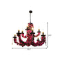 10-Bulb Ceiling Chandelier Antiqued Candelabra Metal Drop Pendant with Pink/Purple and Red Fake Flower Deco Clearhalo 'Ceiling Lights' 'Chandeliers' Lighting' options 1771533