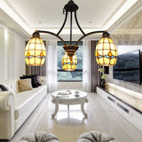 Magnolia Hanging Chandelier with Oval Glass Shade 3 Lights Rustic Pendant Lighting in Beige Beige Clearhalo 'Ceiling Lights' 'Chandeliers' 'Close To Ceiling Lights' 'Industrial' 'Middle Century Chandeliers' 'Tiffany Chandeliers' 'Tiffany close to ceiling' 'Tiffany' Lighting' 177155