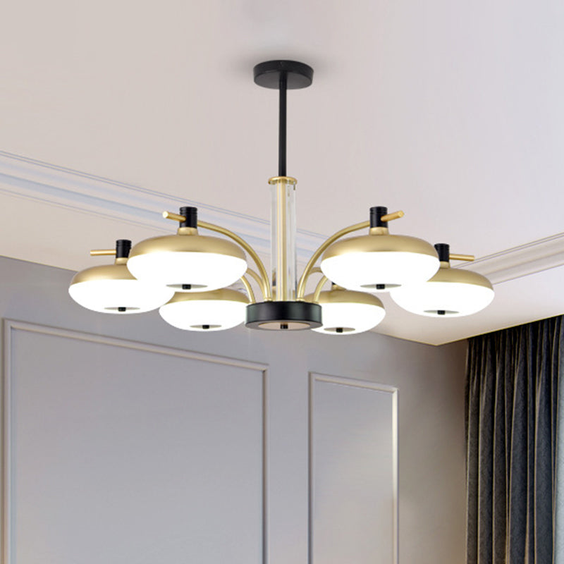 Round Sleeping Room Ceiling Light Acrylic LED Simple Pendant Chandelier in Brass Brass Clearhalo 'Ceiling Lights' 'Chandeliers' 'Modern Chandeliers' 'Modern' Lighting' 1771567