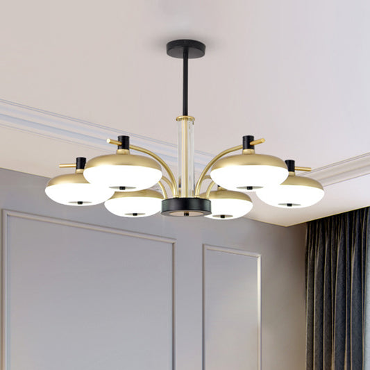 Round Sleeping Room Ceiling Light Acrylic LED Simple Pendant Chandelier in Brass Brass Clearhalo 'Ceiling Lights' 'Chandeliers' 'Modern Chandeliers' 'Modern' Lighting' 1771567