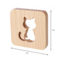 Wood Etched Cat Night Light Modernist LED Nightstand Lamp in Beige with Square Frame for Bedside Clearhalo 'Lamps' 'Table Lamps' Lighting' 1771578