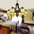6/8 Lights Oval Ceiling Pendant with Magnolia Stained Glass Tiffany Chandelier Lighting in Beige 6 Beige Clearhalo 'Ceiling Lights' 'Chandeliers' 'Close To Ceiling Lights' 'Industrial' 'Middle Century Chandeliers' 'Tiffany Chandeliers' 'Tiffany close to ceiling' 'Tiffany' Lighting' 177159