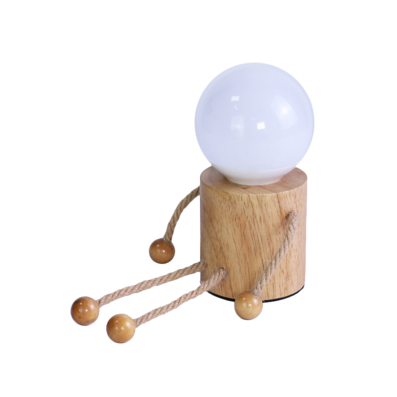 Puppet Shaped Bedside Night Lighting Wooden LED Cartoon Nightstand Light in Beige Clearhalo 'Lamps' 'Table Lamps' Lighting' 1771606