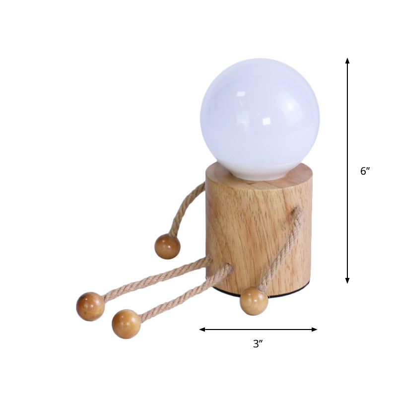 Puppet Shaped Bedside Night Lighting Wooden LED Cartoon Nightstand Light in Beige Clearhalo 'Lamps' 'Table Lamps' Lighting' 1771607