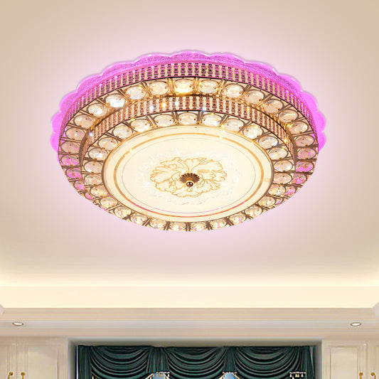 Modernist Tiered Ceiling Flush Beveled Crystal Living Room LED Flush Mount Fixture in Gold with Flower Pattern Gold Clearhalo 'Ceiling Lights' 'Close To Ceiling Lights' 'Close to ceiling' 'Flush mount' Lighting' 1771612