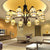 Magnolia Chandelier Lamp with Metal Chain Stained Glass Tiffany Living Room Ceiling Pendant Light Beige Clearhalo 'Ceiling Lights' 'Chandeliers' 'Close To Ceiling Lights' 'Industrial' 'Middle Century Chandeliers' 'Tiffany Chandeliers' 'Tiffany close to ceiling' 'Tiffany' Lighting' 177167