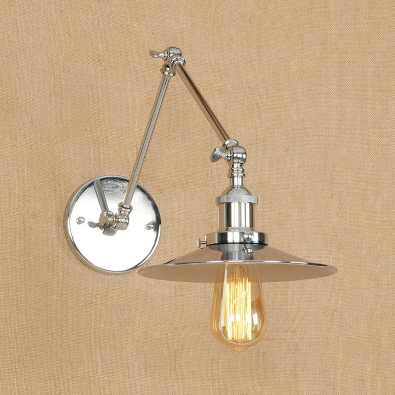 Vintage Stylish Saucer Wall Sconce 1 Light Metallic Wall Mount Light with Swing Arm in Brass/Copper Clearhalo 'Art deco wall lights' 'Cast Iron' 'Glass' 'Industrial wall lights' 'Industrial' 'Middle century wall lights' 'Modern' 'Rustic wall lights' 'Tiffany' 'Traditional wall lights' 'Wall Lamps & Sconces' 'Wall Lights' Lighting' 1771830