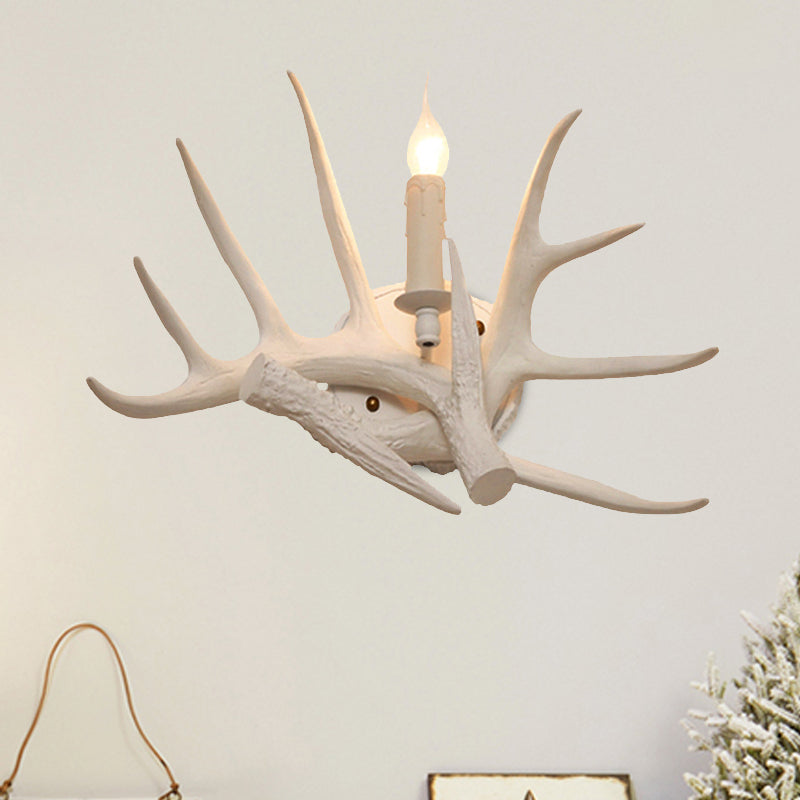 1 Light Living Room Wall Sconce Lighting Modern White Wall Mount Lamp with Antler Resin Shade Clearhalo 'Modern wall lights' 'Modern' 'Wall Lamps & Sconces' 'Wall Lights' Lighting' 1771841