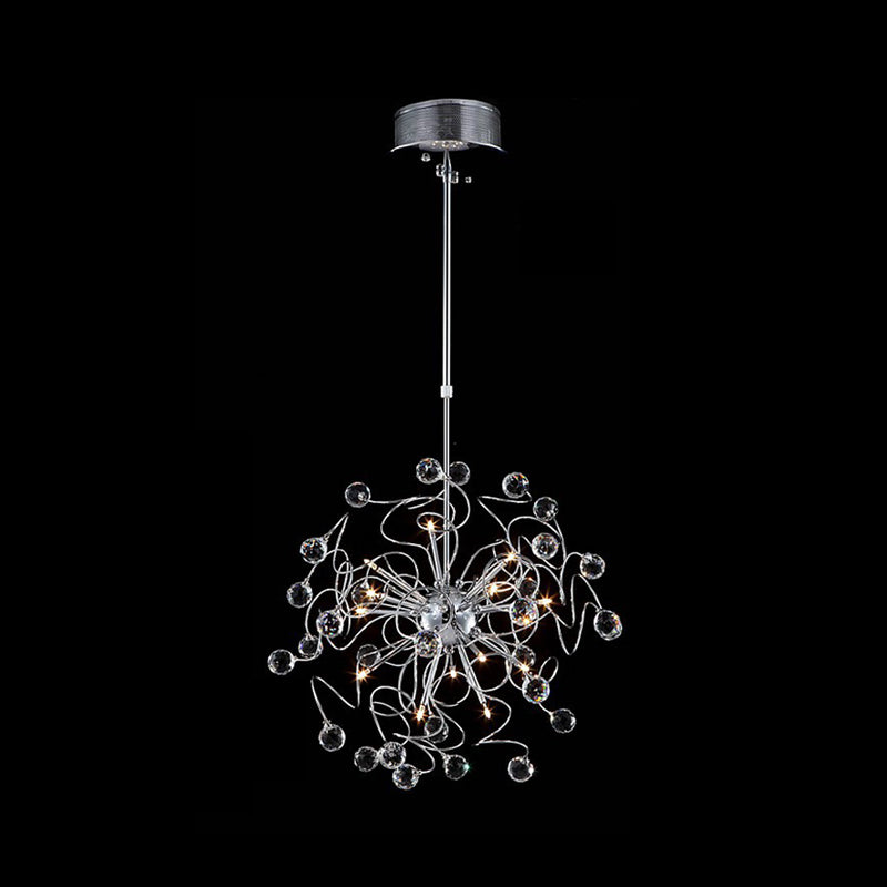 Sphere Chandelier Pendant Light Contemporary Crystal LED Silver Hanging Pendant Lamp in White/Warm Clearhalo 'Ceiling Lights' 'Chandeliers' 'Modern Chandeliers' 'Modern' Lighting' 1771847