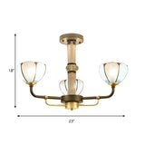 Petal Ceiling Hanging Light Stained Glass 3 Lights Tiffany Chandelier Lighting in Blue for Bedroom Clearhalo 'Ceiling Lights' 'Chandeliers' 'Industrial' 'Middle Century Chandeliers' 'Tiffany Chandeliers' 'Tiffany close to ceiling' 'Tiffany' Lighting' 177192