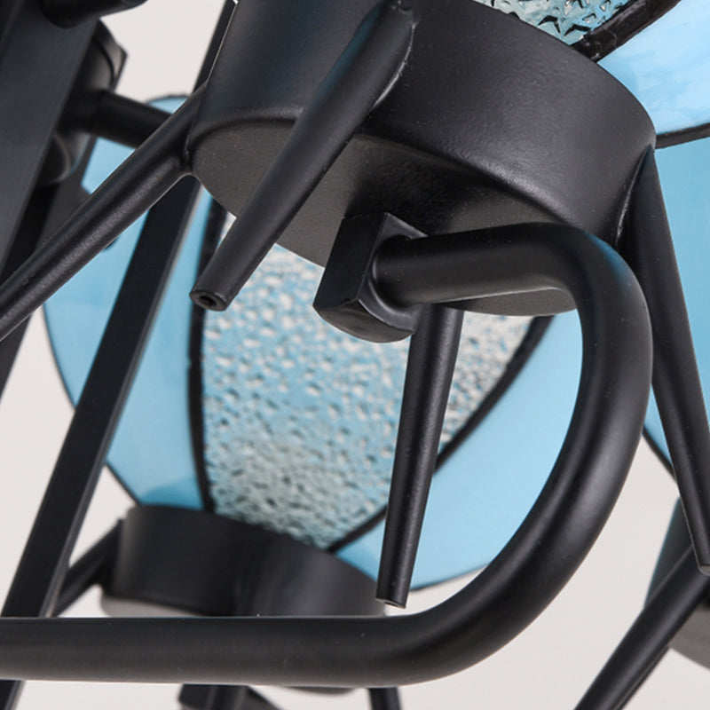 6/8 Lights Bowl Pendant Lighting with Adjustable Chain Tiffany Chandelier Lamp in Blue for Foyer Clearhalo 'Ceiling Lights' 'Chandeliers' 'Industrial' 'Middle Century Chandeliers' 'Tiffany Chandeliers' 'Tiffany close to ceiling' 'Tiffany' Lighting' 177262