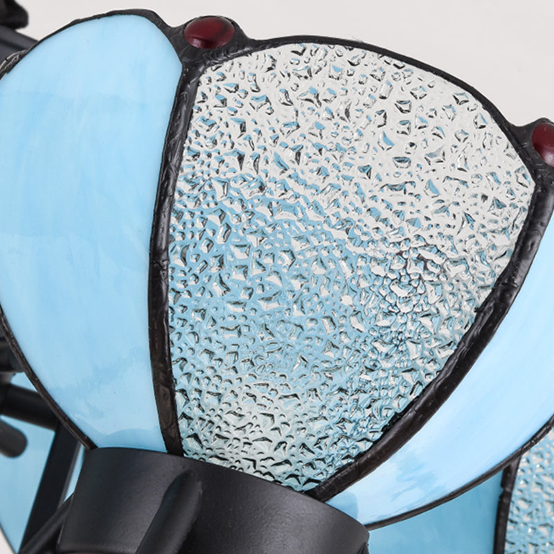 6/8 Lights Bowl Pendant Lighting with Adjustable Chain Tiffany Chandelier Lamp in Blue for Foyer Clearhalo 'Ceiling Lights' 'Chandeliers' 'Industrial' 'Middle Century Chandeliers' 'Tiffany Chandeliers' 'Tiffany close to ceiling' 'Tiffany' Lighting' 177263