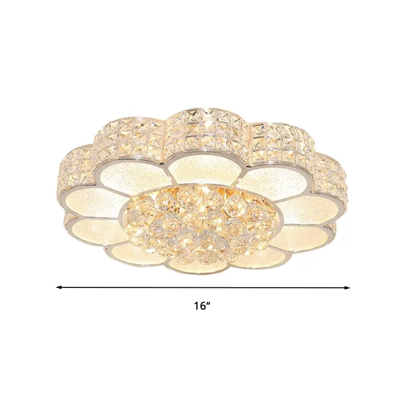 Flower Bedroom Ceiling Fixture Clear Crystal Block Simple Style LED Flush Mount Light in 3 Color Light Clearhalo 'Ceiling Lights' 'Close To Ceiling Lights' 'Close to ceiling' 'Flush mount' Lighting' 1772764