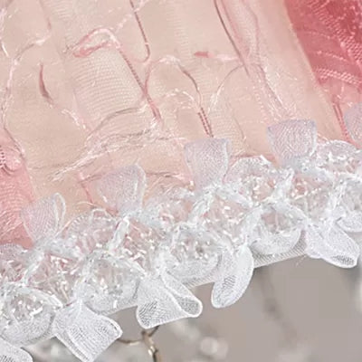 Pink Round Flush Ceiling Light 8 Heads Modern Style Metal Ceiling Lamp with Crystal Ball for Girls Bedroom Clearhalo 'Ceiling Lights' 'Close To Ceiling Lights' 'Close to ceiling' 'Flush mount' Lighting' 17731