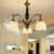 Shell Dome Suspension Lamp with Curved Arm 3 Lights Traditional Pendant Light for Foyer White Clearhalo 'Ceiling Lights' 'Chandeliers' 'Industrial' 'Middle Century Chandeliers' 'Tiffany Chandeliers' 'Tiffany close to ceiling' 'Tiffany' Lighting' 177315