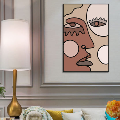 Nordic Style Characters Face Painting Kitchen Backsplash Wall Art Print in Brown Brown Clearhalo 'Arts' 'Canvas Art' 1773362