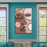 Nordic Style Characters Face Painting Kitchen Backsplash Wall Art Print in Brown Clearhalo 'Arts' 'Canvas Art' 1773364