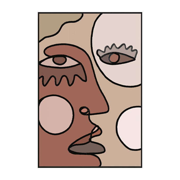 Nordic Style Characters Face Painting Kitchen Backsplash Wall Art Print in Brown Clearhalo 'Arts' 'Canvas Art' 1773365