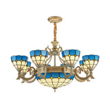 Mediterranean Domed Chandelier Lighting ,shopify 6/8 Lights Stained Glass Ceiling Lamp Blue for Bedroom Clearhalo 'Ceiling Lights' 'Chandeliers' 'Lighting' 177382_85bc37ad-afa2-46e8-a1c1-f29d0401cbae