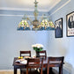 5 Lights Tiffany Flower/Square/Gem/Diamond Chandelier Light Stained Glass Indoor Lighting for Foyer with Adjustable Chain in Blue Blue Flower Clearhalo 'Ceiling Lights' 'Chandeliers' 'Industrial' 'Middle Century Chandeliers' 'Tiffany Chandeliers' 'Tiffany close to ceiling' 'Tiffany' Lighting' 177535