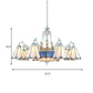 Stained Glass White Hanging Chandelier 11 Lights Tiffany Pendant Ceiling Light with Flower/Square/Diamond/Gem Pattern Clearhalo 'Ceiling Lights' 'Chandeliers' 'Industrial' 'Middle Century Chandeliers' 'Tiffany Chandeliers' 'Tiffany close to ceiling' 'Tiffany' Lighting' 177567