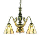 Beige 3 Lights Chandelier Light Fixture Tiffany Cut Glass Mermaid Pendant Lamp for Dining Room Clearhalo 'Ceiling Lights' 'Chandeliers' 'Industrial' 'Middle Century Chandeliers' 'Tiffany Chandeliers' 'Tiffany close to ceiling' 'Tiffany' Lighting' 177732