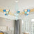 Cone Shade Foyer Pendant Light with Metal Chain Mediterranean Blue Glass Chandelier Lamp Blue Clearhalo 'Ceiling Lights' 'Chandeliers' 'Industrial' 'Middle Century Chandeliers' 'Tiffany Chandeliers' 'Tiffany close to ceiling' 'Tiffany' Lighting' 177738