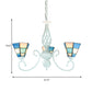 Cone Shade Foyer Pendant Light with Metal Chain Mediterranean Blue Glass Chandelier Lamp Clearhalo 'Ceiling Lights' 'Chandeliers' 'Industrial' 'Middle Century Chandeliers' 'Tiffany Chandeliers' 'Tiffany close to ceiling' 'Tiffany' Lighting' 177741