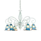 Mediterranean Cone Chandelier with Curved Arm 6/8 Heads Blue Glass Pendant Lighting for Living Room Clearhalo 'Ceiling Lights' 'Chandeliers' 'Industrial' 'Middle Century Chandeliers' 'Tiffany Chandeliers' 'Tiffany close to ceiling' 'Tiffany' Lighting' 177748