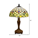 Tiffany Creative Peacock Reading Light Stained Glass Desk Light in Green for Cloth Shop Clearhalo 'Lamps' 'Table Lamps' Lighting' 177813