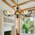Rustic Leaf Foyer Pendant Light with Cone Shade and 14" Chain Adjustable 3 Lights Beige Glass Chandelier Beige Clearhalo 'Ceiling Lights' 'Chandeliers' 'Industrial' 'Middle Century Chandeliers' 'Tiffany Chandeliers' 'Tiffany close to ceiling' 'Tiffany' Lighting' 177869