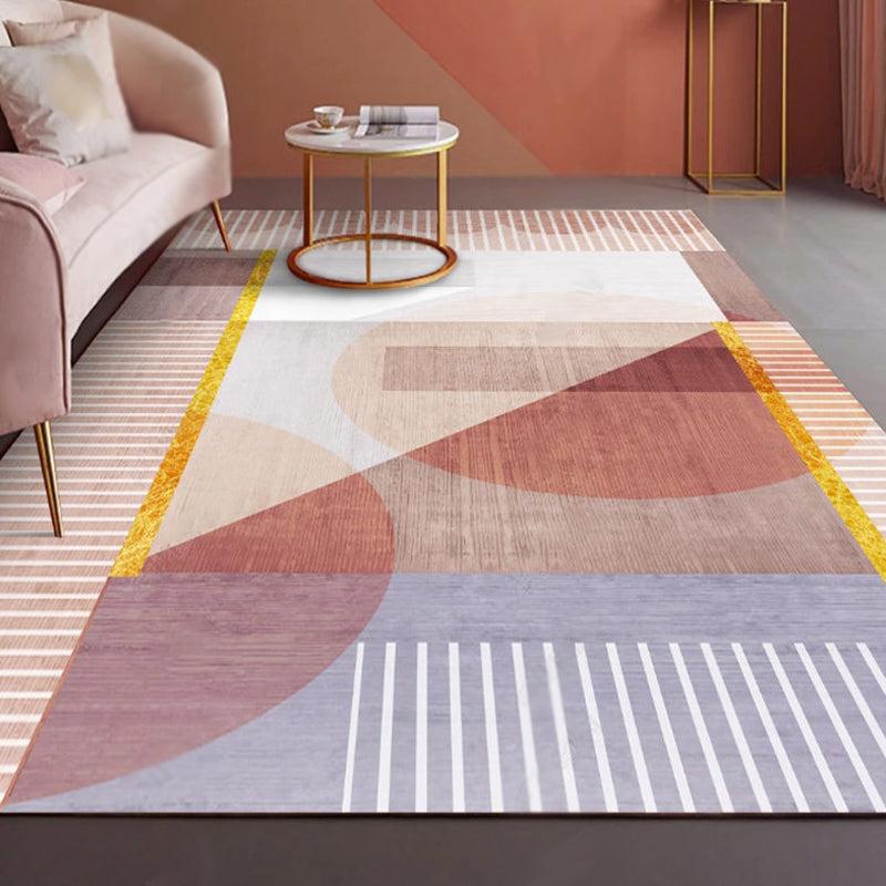 Modernist Geometric Pattern Rug with Stripe Multicolor Polyester Rug Non-Slip Backing Washable Pet Friendly Carpet for Home Orange Clearhalo 'Area Rug' 'Rug' 1779391