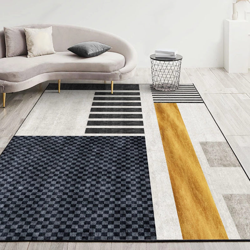 Modernist Geometric Pattern Rug with Stripe Multicolor Polyester Rug Non-Slip Backing Washable Pet Friendly Carpet for Home Gold Clearhalo 'Area Rug' 'Rug' 1779397