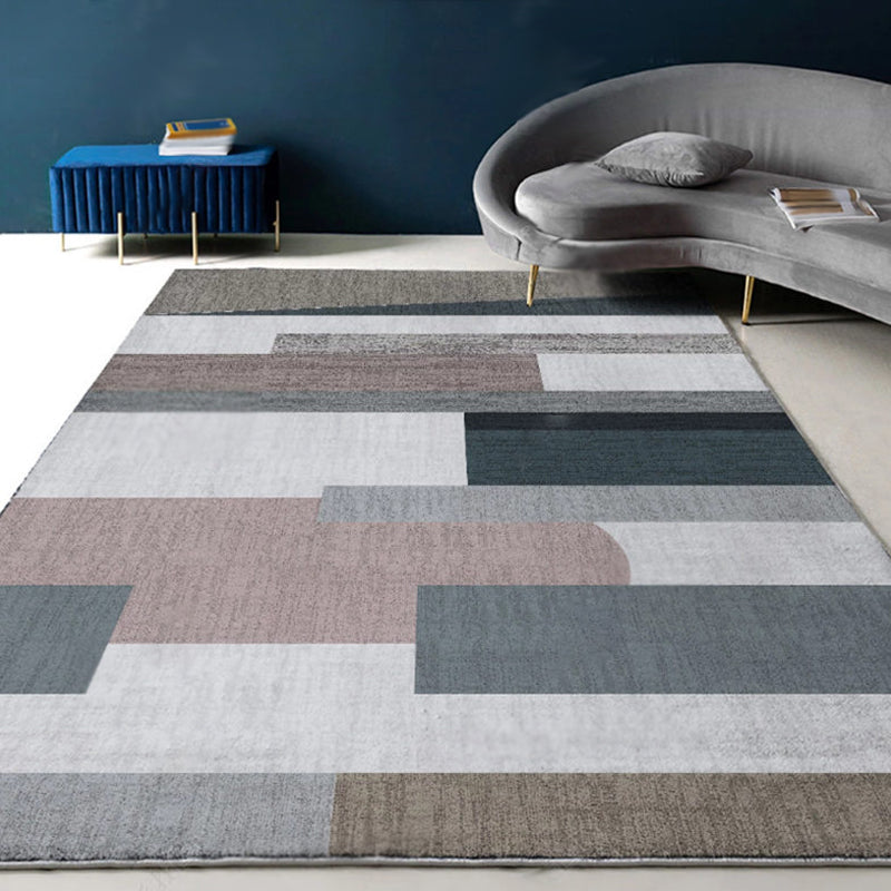 Modernist Geometric Pattern Rug with Stripe Multicolor Polyester Rug Non-Slip Backing Washable Pet Friendly Carpet for Home Light Gray Clearhalo 'Area Rug' 'Rug' 1779398