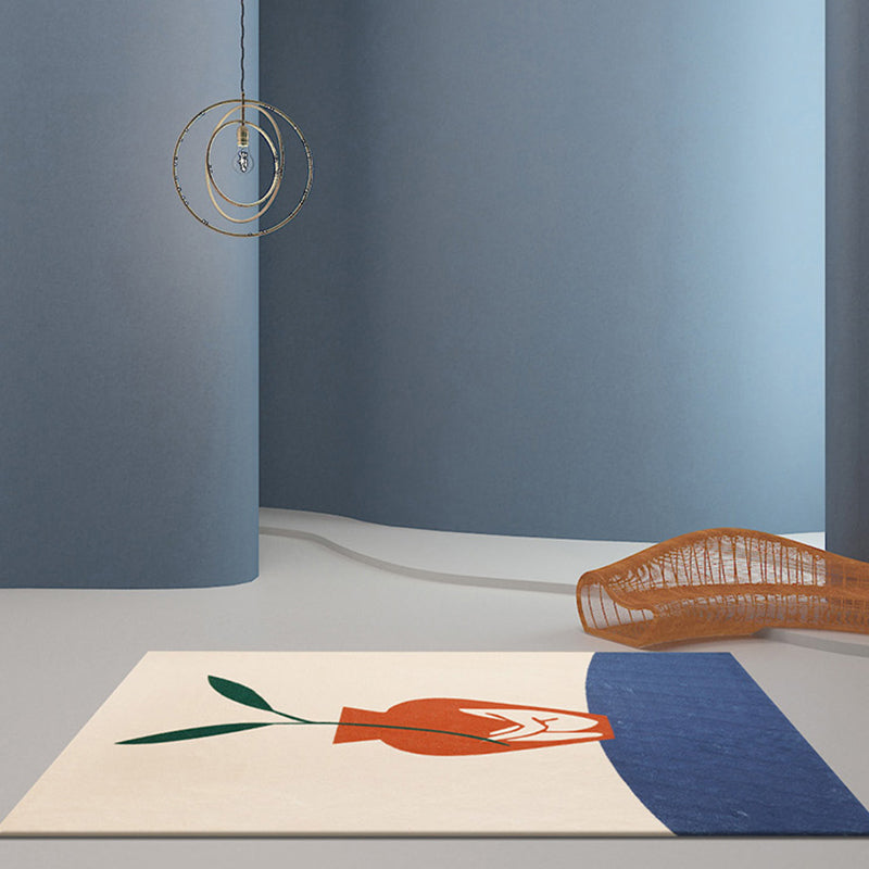 Modernist Vase Pattern Rug Blue and Orange Polyester Rug Non-Slip Backing Washable Pet Friendly Carpet for Home Blue Clearhalo 'Area Rug' 'Rug' 1779453