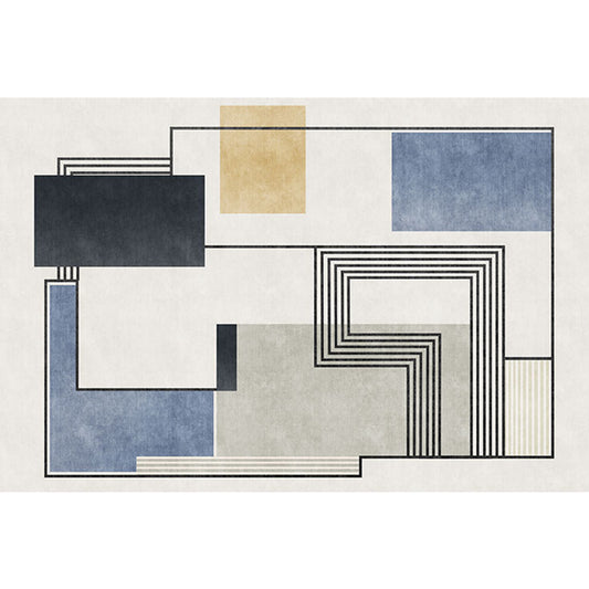 Novelty Geometric Pattern Rug with Stripe Blue Polyester Rug Non-Slip Backing Washable Pet Friendly Carpet for Home Clearhalo 'Area Rug' 'Rug' 1779497