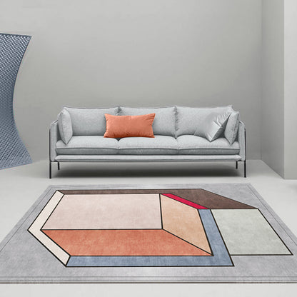 Funky Nordic Rug Grey and Blue 3D Geometric Pattern Rug Pet Friendly Anti-Slip Washable Area Rug for Decoration Grey Clearhalo 'Area Rug' 'Rug' 1779620